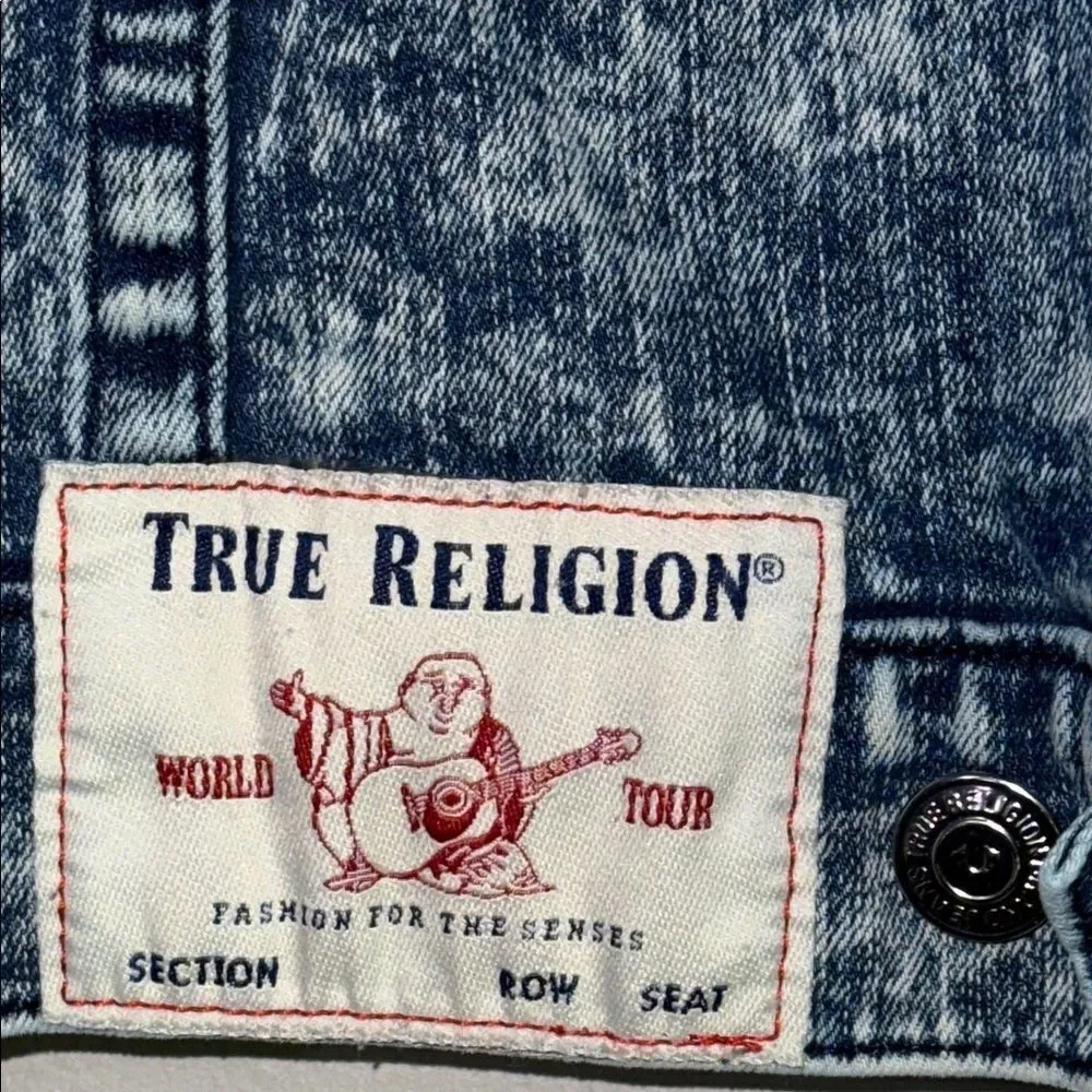 VTG,True Religion Blue Acid Wash Denim Jacket Size 3XL